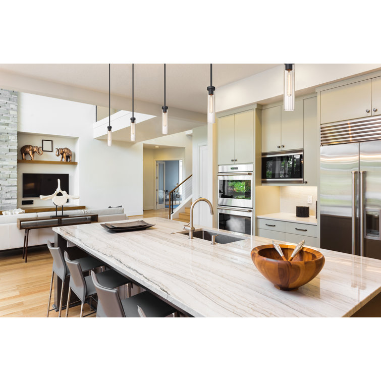 Matte Black Steel and Glass 12.75" Indoor/Outdoor Pendant Light