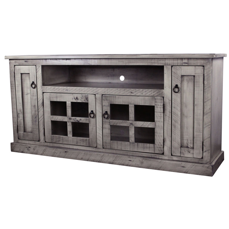 Rustic Barnwood 68'' Solid Wood TV Stand with Cabinets