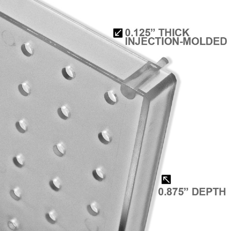 Clear Frosted Acrylic Pegboard Wall Panel, 24" x 48"