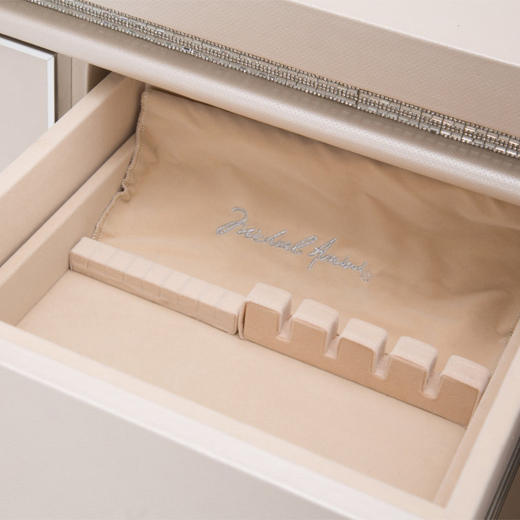 Elegant Cream 56'' Transitional Sideboard with Crystal Accents