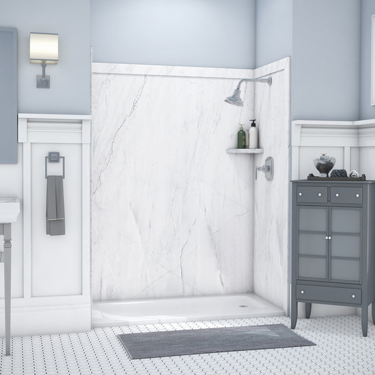 Oyster White Marble 60" x 36" x 80" Alcove Bathtub/Shower Surround