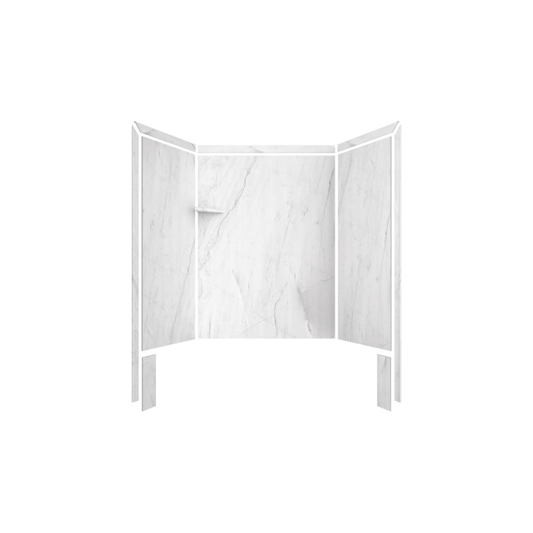 Oyster White Marble 60" x 36" x 80" Alcove Bathtub/Shower Surround