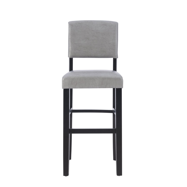 Elegant Dove Gray Faux Leather Upholstered Bar Stool with Black Wood Frame