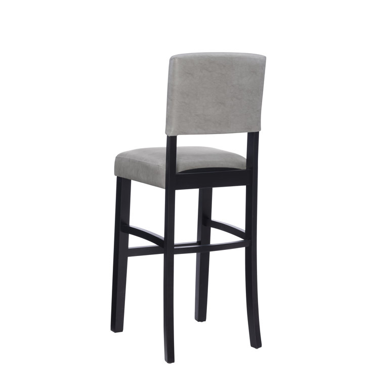 Elegant Dove Gray Faux Leather Upholstered Bar Stool with Black Wood Frame