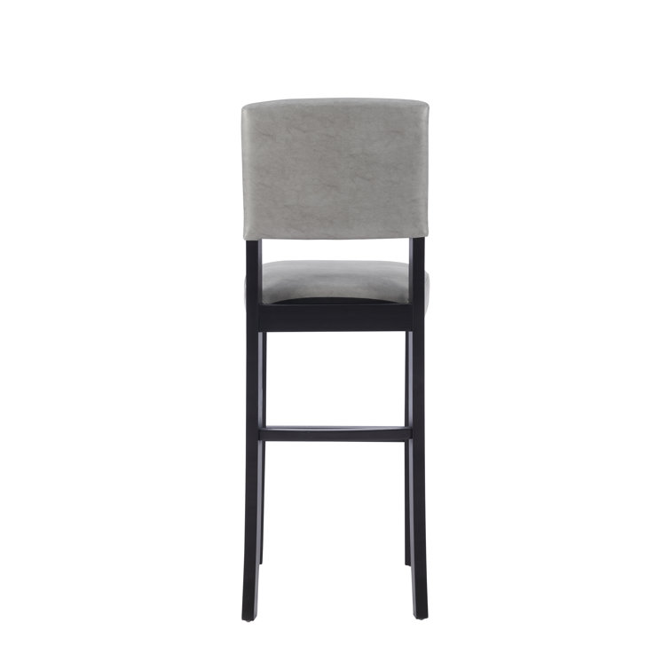Elegant Dove Gray Faux Leather Upholstered Bar Stool with Black Wood Frame