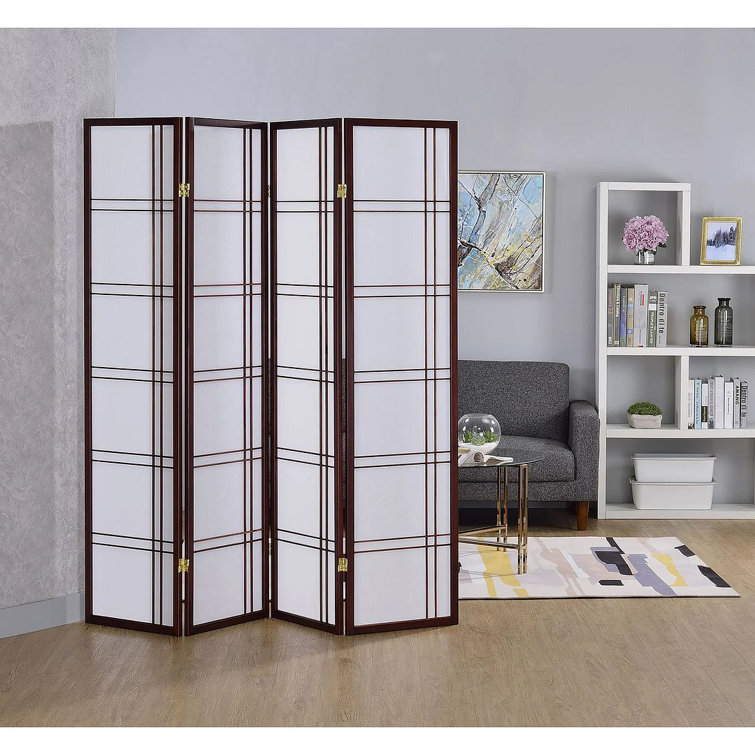Honey 4-Panel Shoji Screen Room Divider with Rice Paper