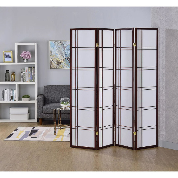 Honey 4-Panel Shoji Screen Room Divider with Rice Paper