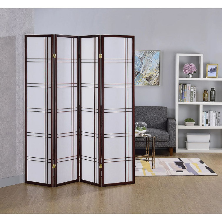 Honey 4-Panel Shoji Screen Room Divider with Rice Paper