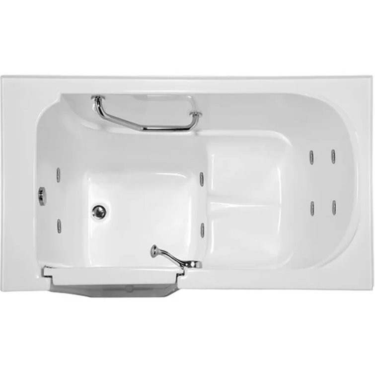 52'' x 30'' White Fiberglass Walk-In Soaking Tub