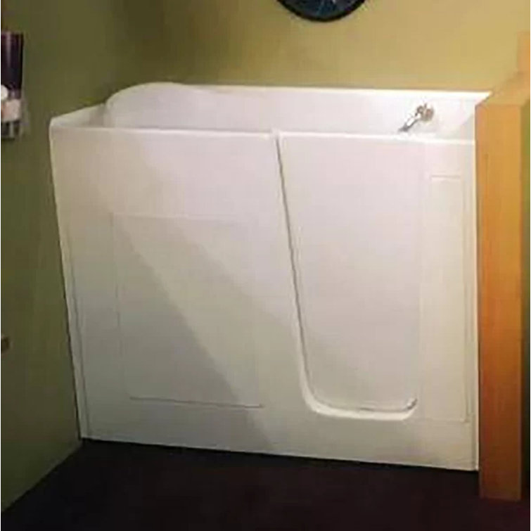 52'' x 30'' White Fiberglass Walk-In Soaking Tub