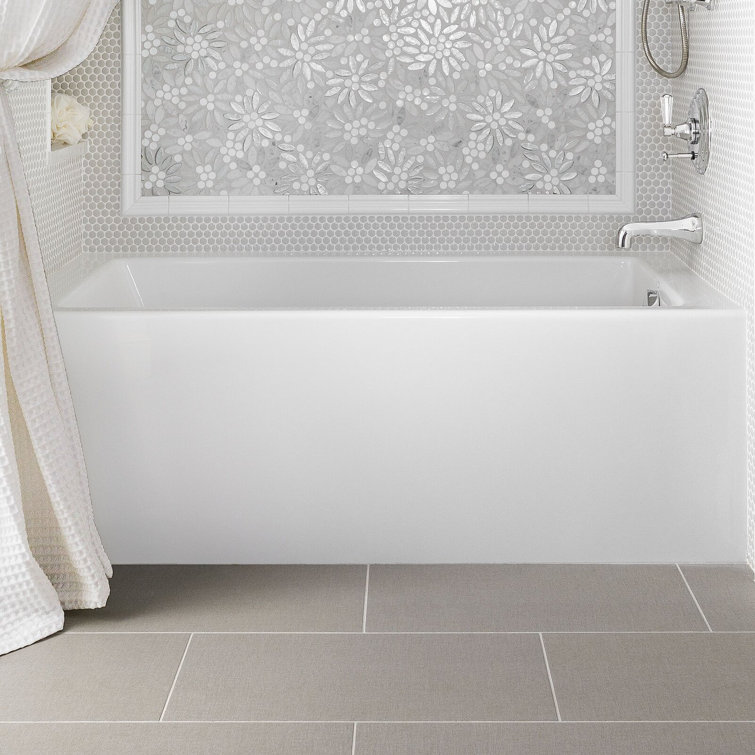 Sydney 60'' x 32'' White Acrylic Alcove Bathtub with Jets