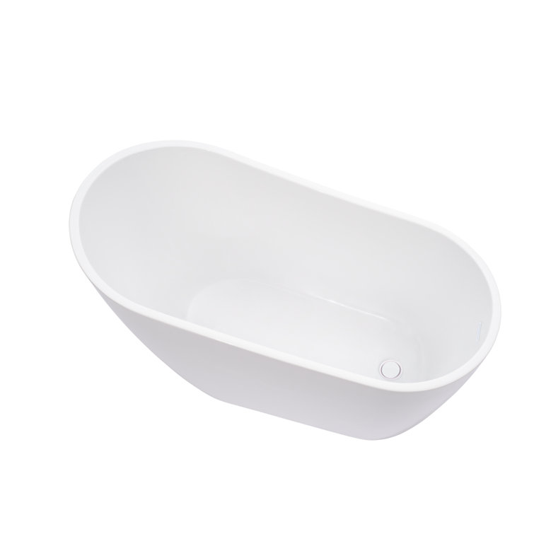 55" Pure White Acrylic Freestanding Soaking Bathtub