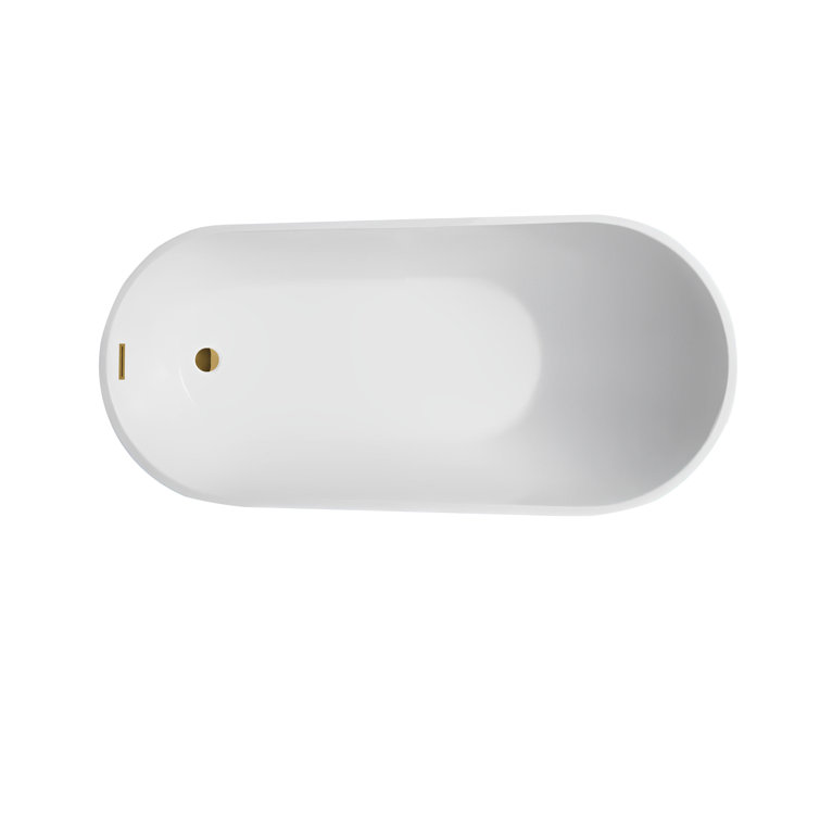 55" White Acrylic Freestanding Soaking Bathtub