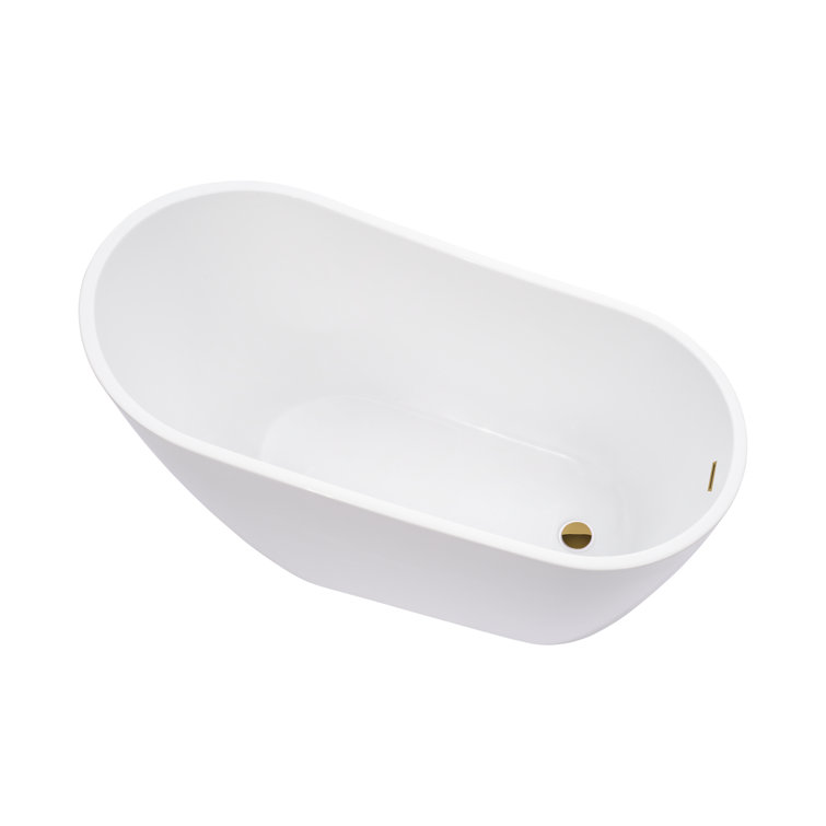 55" White Acrylic Freestanding Soaking Bathtub