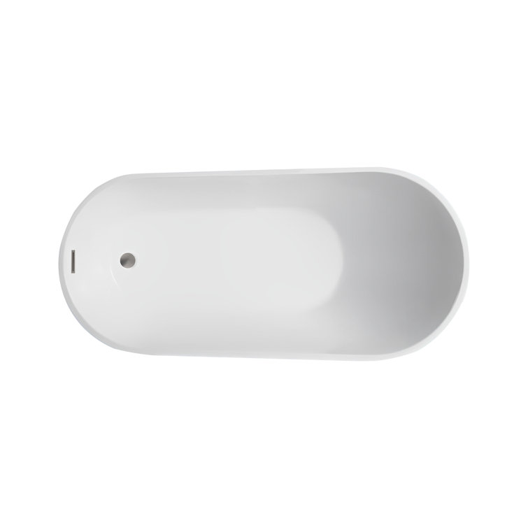 55" White Acrylic Freestanding Soaking Bathtub