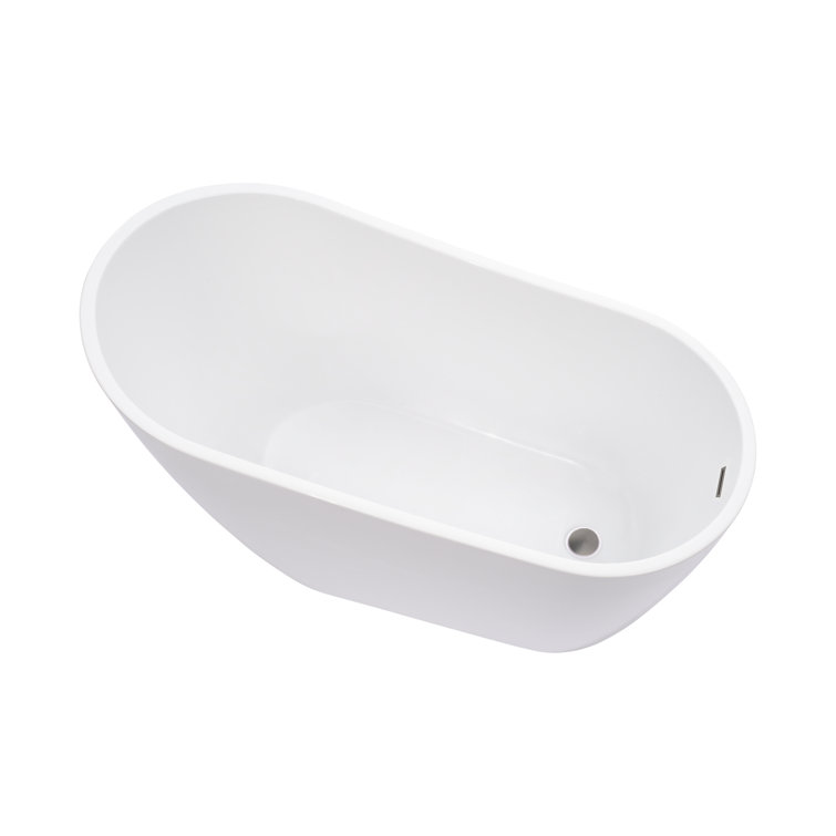 55" White Acrylic Freestanding Soaking Bathtub