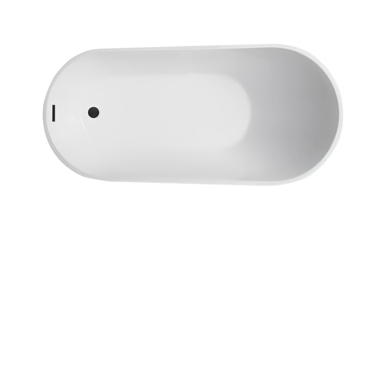 55" White Acrylic Freestanding Soaking Bathtub