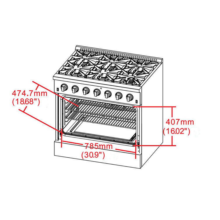 Massimo 36-inch Stainless Steel Gas Range with Griddle