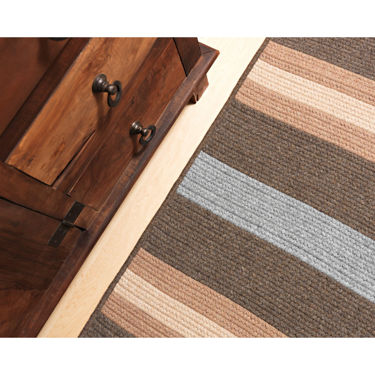 Salisbury Bark Stripe 5'x8' Braided Wool-Synthetic Rug