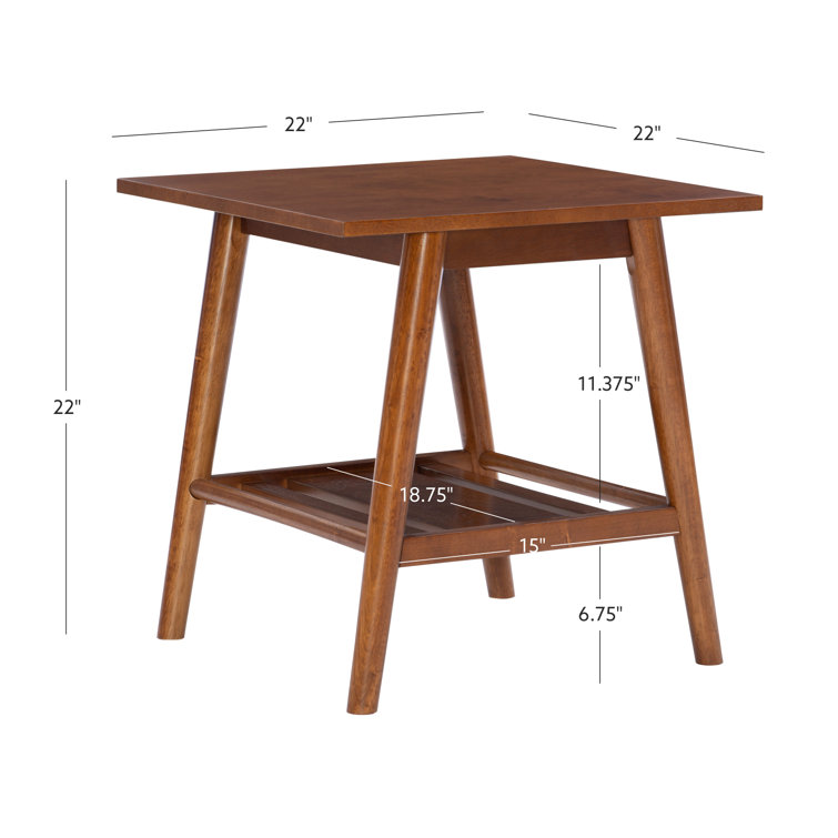 Brock 25'' Medium Yellow Brown Square Wood End Table with Shelf