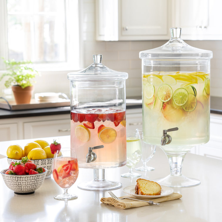 Elegant Clear Glass Beverage Dispenser with Spout, 12qt