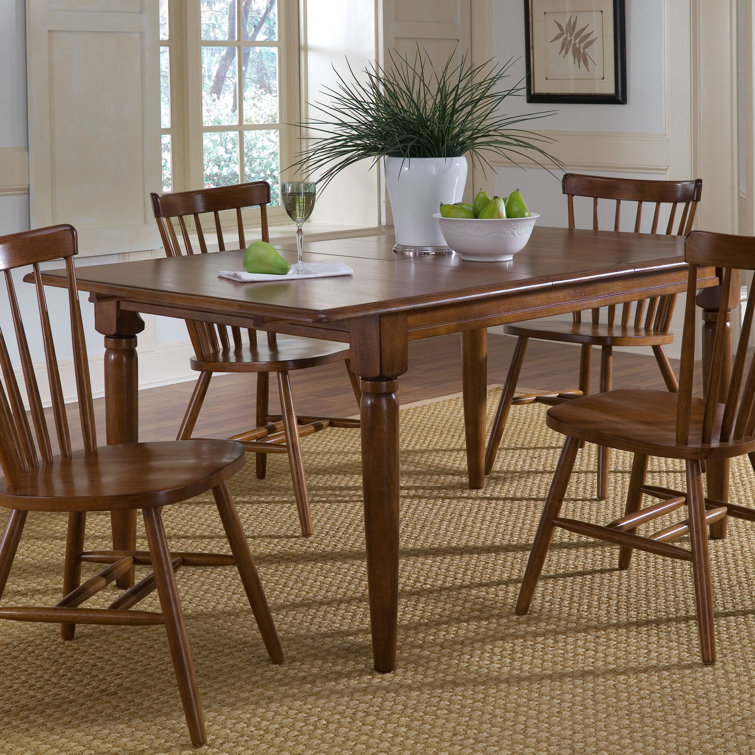 Tobacco Brown Wood Extendable Dining Table with Butterfly Leaf