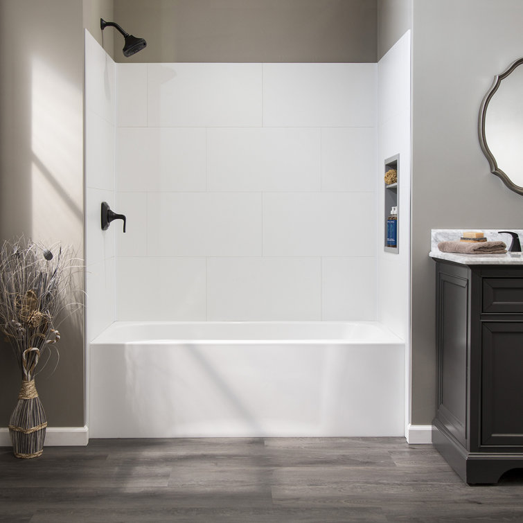 Dusty Pearl Vinyl Interlocking Tile Shower Kit, 25.6 in x 14.8 in