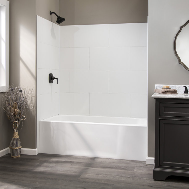 Dusty Pearl Vinyl Interlocking Tile Shower Kit, 25.6 in x 14.8 in