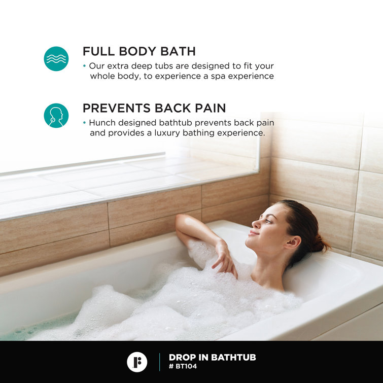 Fine Fixtures 70" White Acrylic Alcove Soaking Bathtub