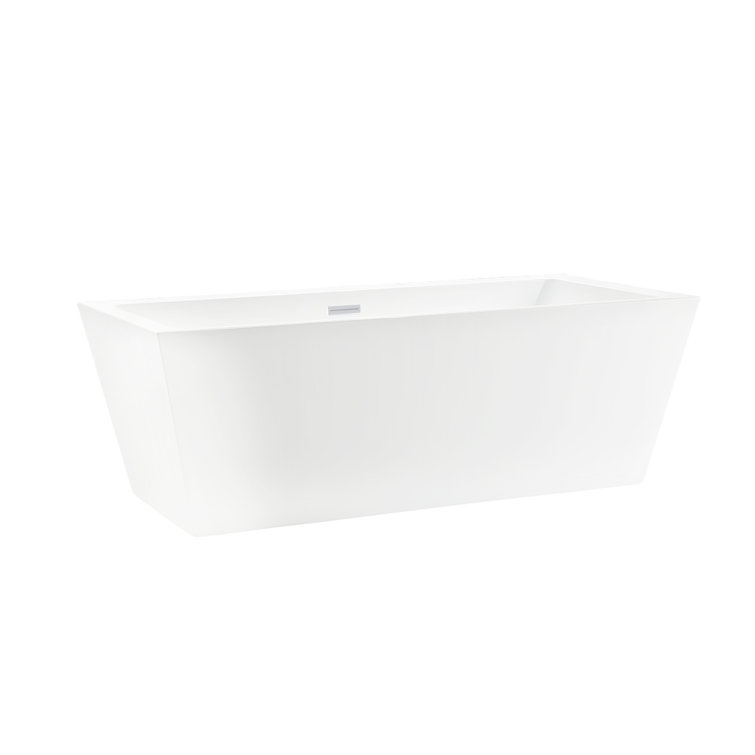 67" Pure White Freestanding Acrylic Soaking Bathtub