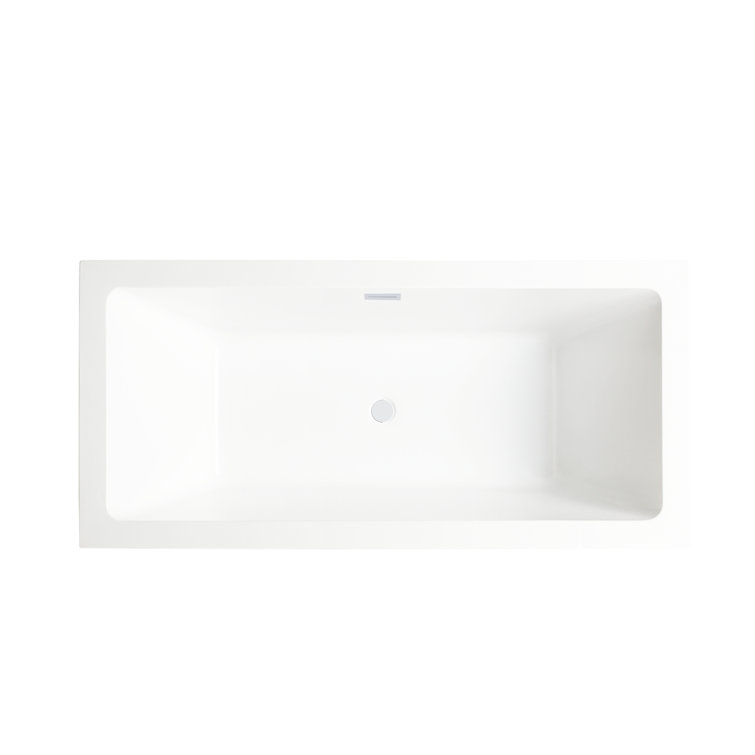 67" Pure White Freestanding Acrylic Soaking Bathtub