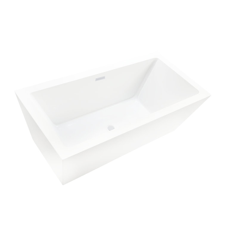 67" Pure White Freestanding Acrylic Soaking Bathtub