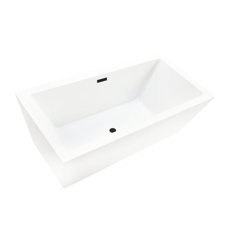 Elena 59" White Acrylic Freestanding Soaking Bathtub