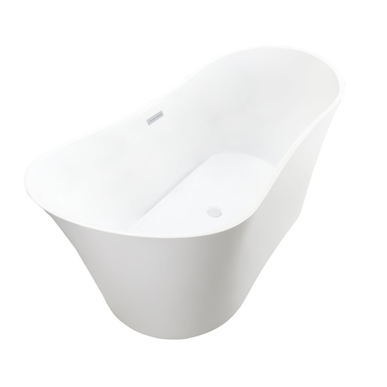 67" Pure White Acrylic Freestanding Soaking Bathtub