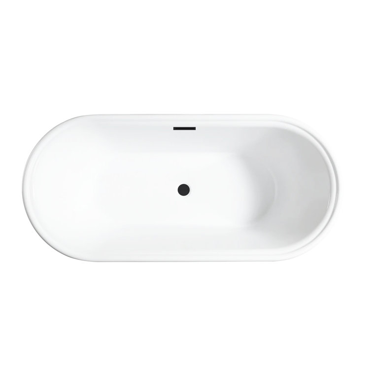 59" White Freestanding Acrylic Soaking Bathtub