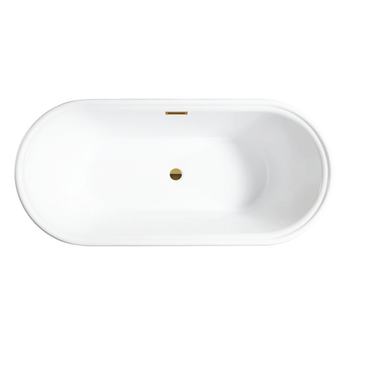 59'' White Freestanding Acrylic Soaking Bathtub