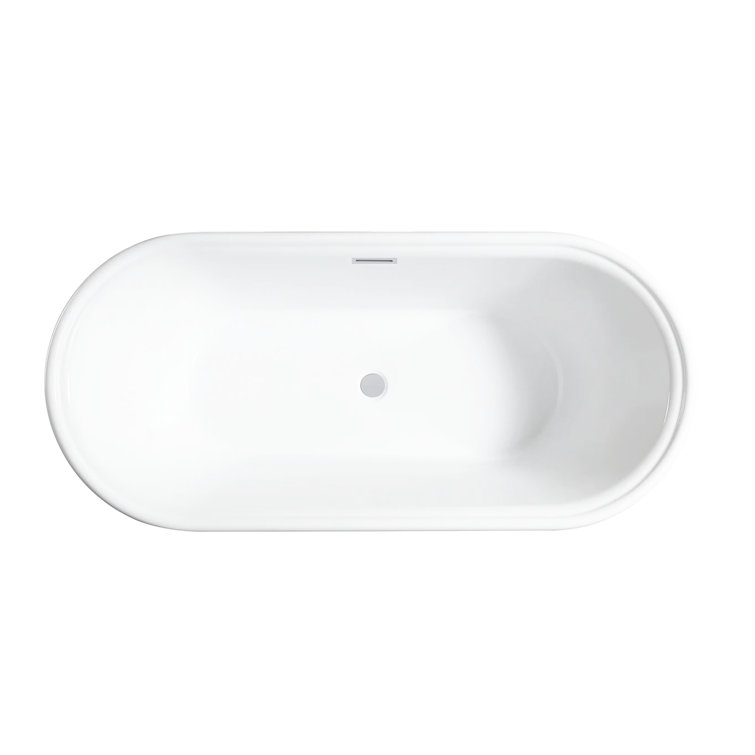 59" Pure White Freestanding Acrylic Soaking Bathtub
