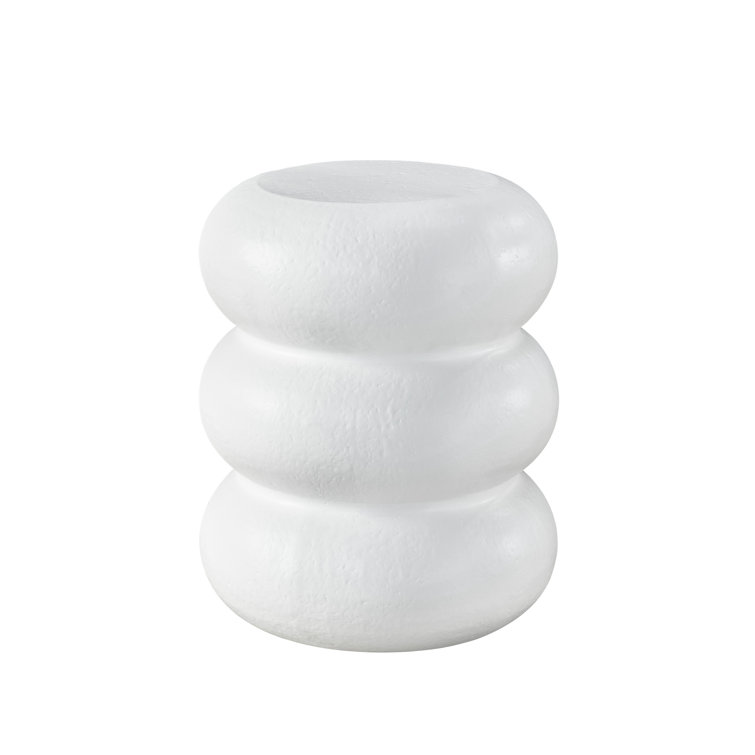 20" White Textured Round Wood Side Table