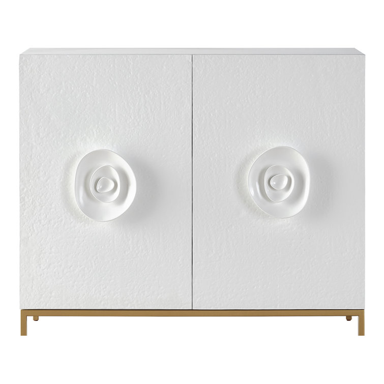 42" White Textured Hall Chest with Gold Base
