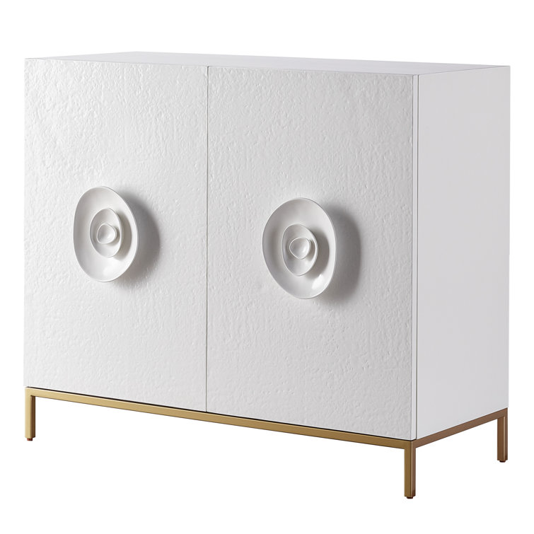 42" White Textured Hall Chest with Gold Base