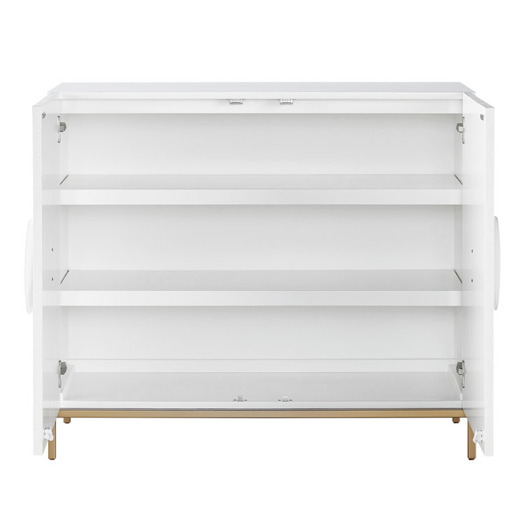 42" White Textured Hall Chest with Gold Base