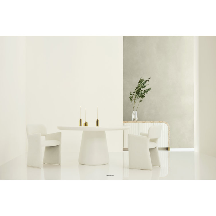 60" White Round Pedestal Dining Table
