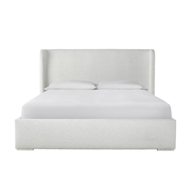 Queen Size White Upholstered Box-Spring Bed