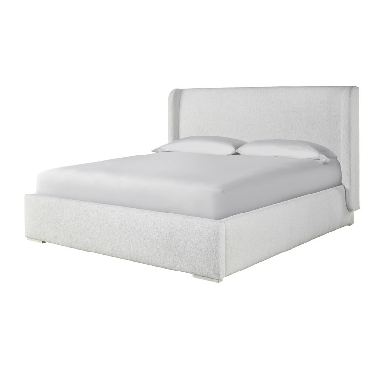 Queen Size White Upholstered Box-Spring Bed