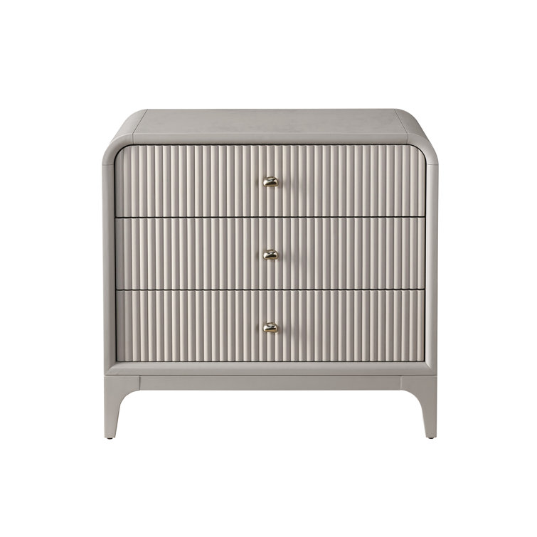 Gray 32" 3-Drawer Nightstand with USB Ports