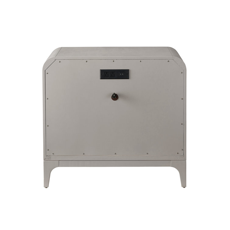 Gray 32" 3-Drawer Nightstand with USB Ports