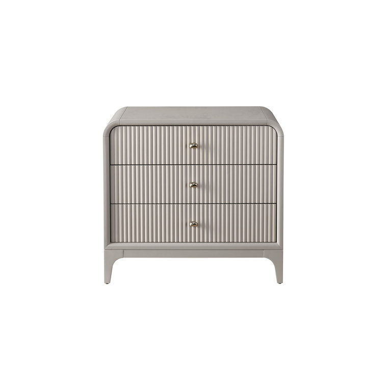 Gray 32" 3-Drawer Nightstand with USB Ports