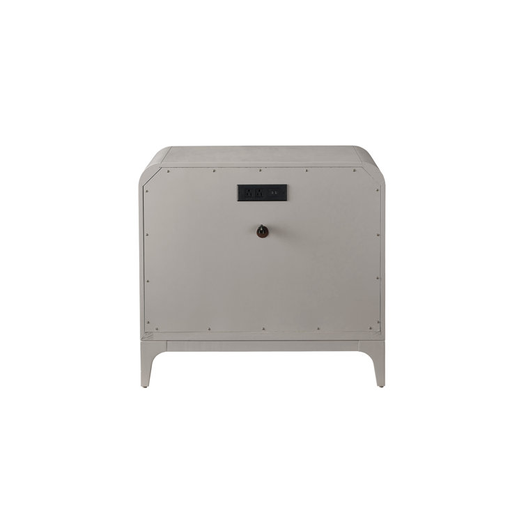 Gray 32" 3-Drawer Nightstand with USB Ports