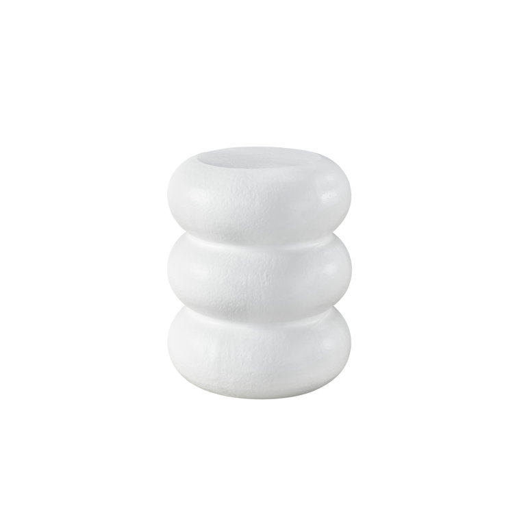 20" White Textured Round Wood Side Table