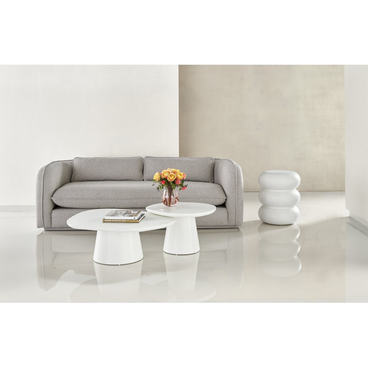 20" White Textured Round Wood Side Table
